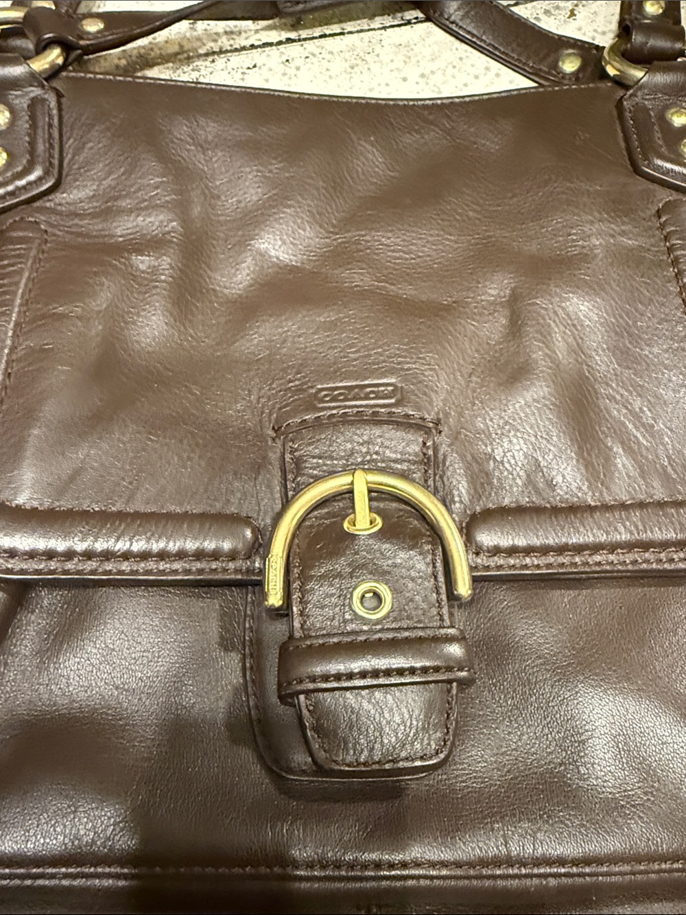 Coach Campbell Izzy 2 way Tote F24683 Brown Leather Large Satchel Shoulder Bag - Picture 5 of 9